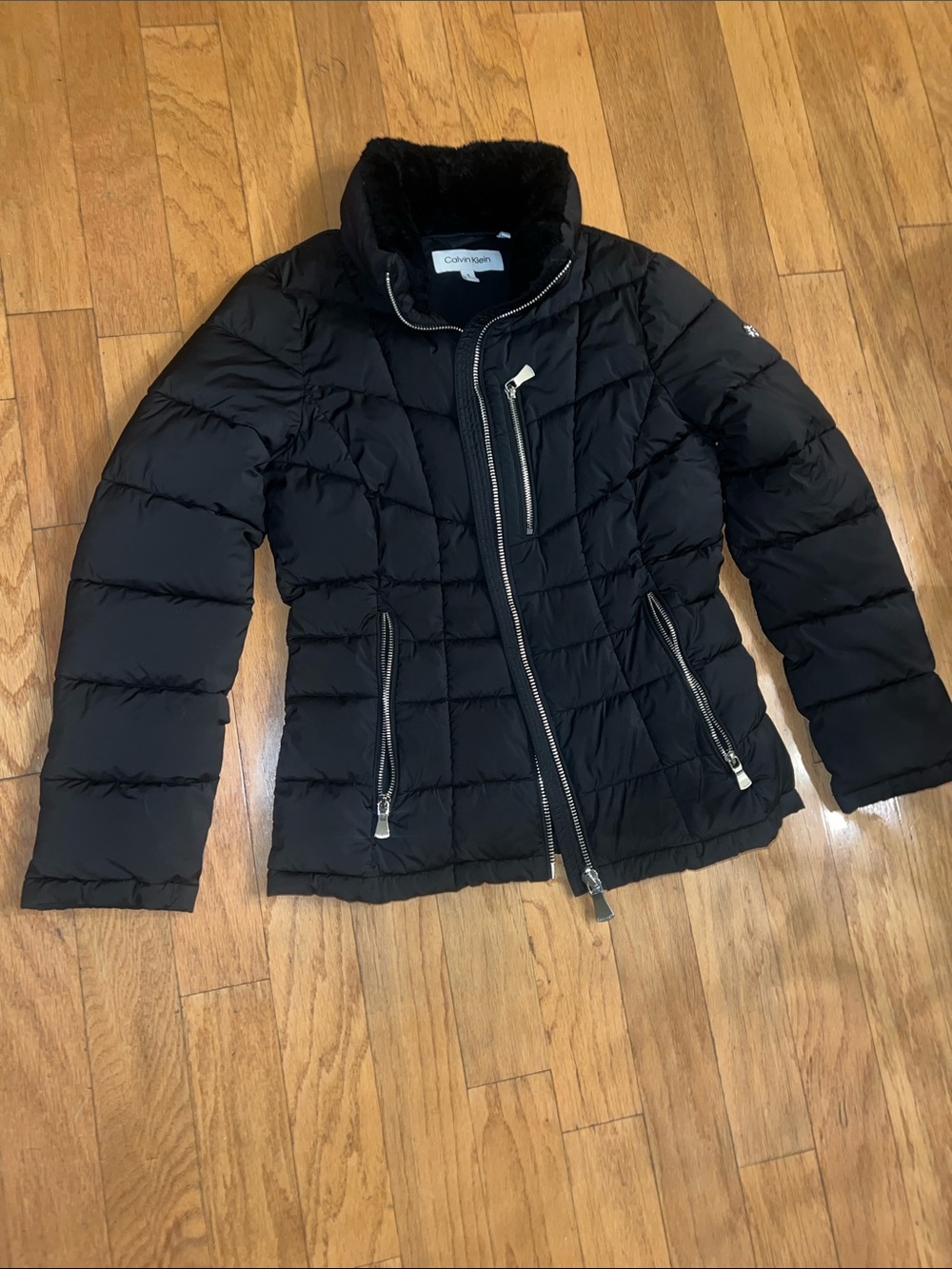 Calvin Klein Black Quilted Zip Puffer Jacket